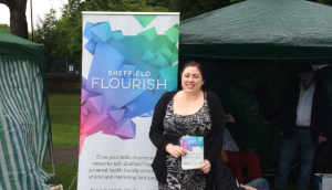 Kelly at a Sheffield Flourish stall
