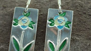 Blue flower earrings