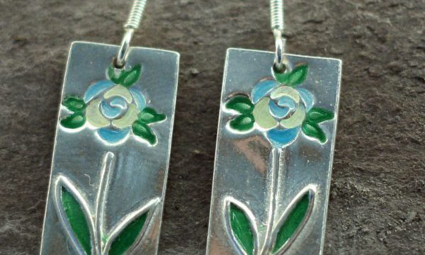 Blue flower earrings