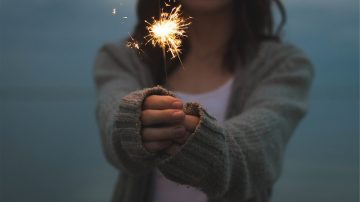 woman with sparkler