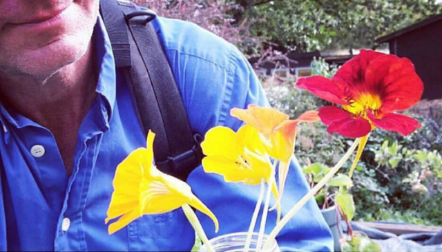 Man with flowers