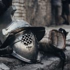 jousting helmet and glove