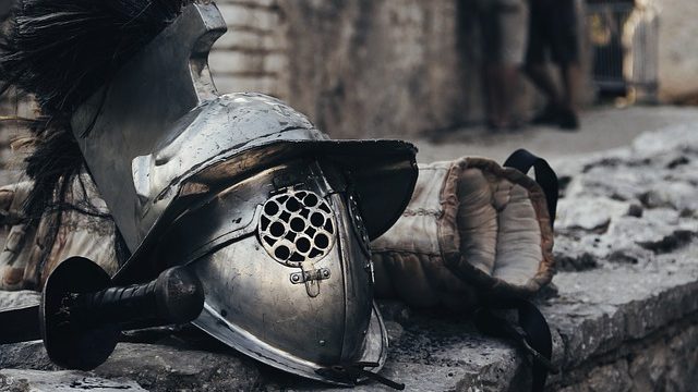 jousting helmet and glove