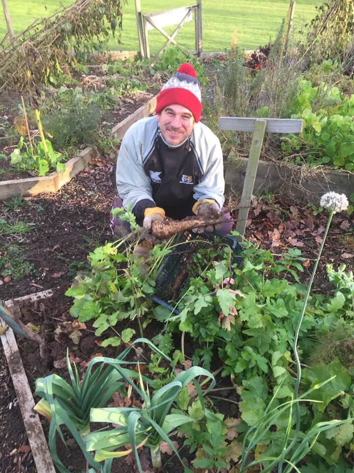 James with giant parsnips