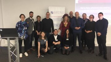 Flourish staff and board with Lord Mayor at launch