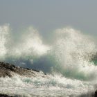 Waves breaking on rocks