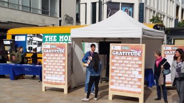 Stall featuring the wall of gratitude